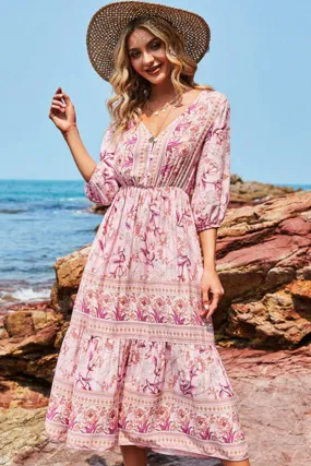 Boho Maxi Dress, Sundress, Lily-Rose in Pink