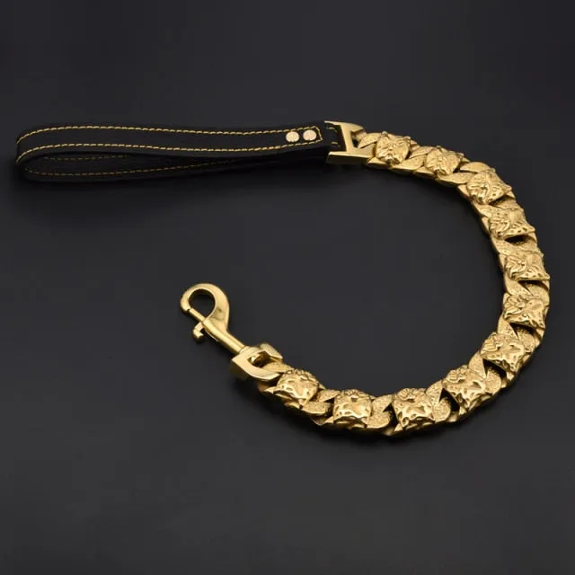 Bully Collar Gold Chain Leash