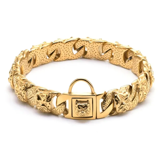 Bully Collar Gold Chain Leash