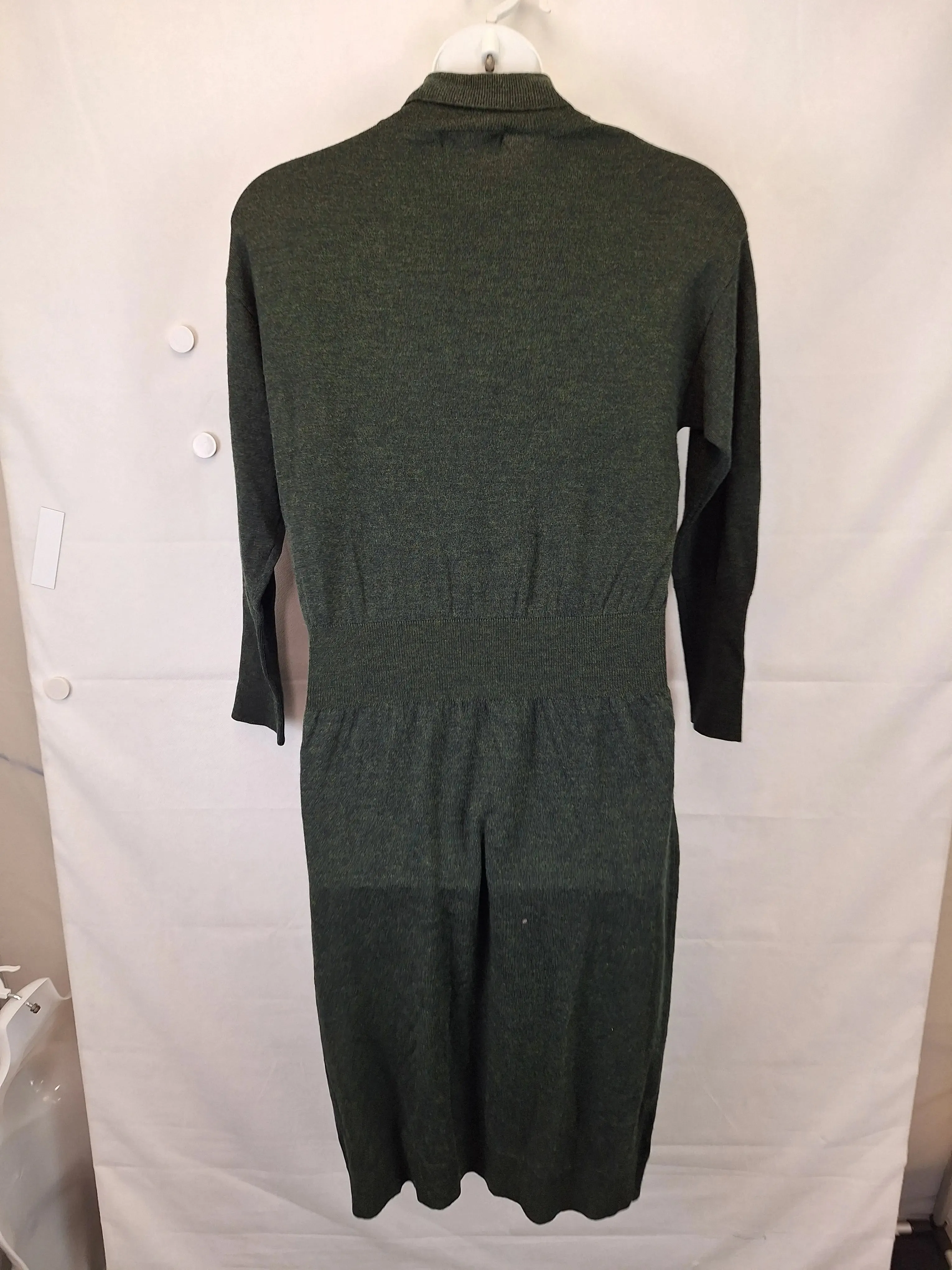 Cable Essential Moss Merino Midi Dress Size L