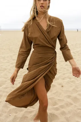 Cali Dreaming Tulip Dress in Cocoa Brown