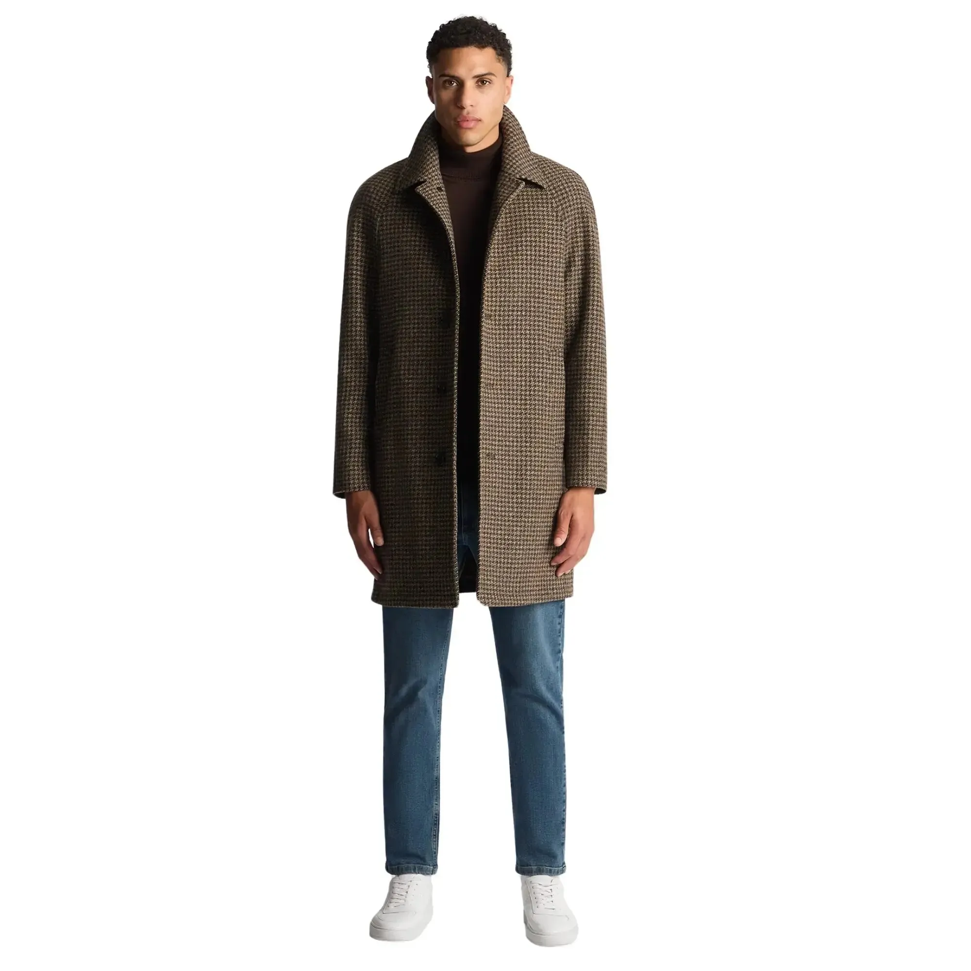 Callum Taupe Houndstooth Tailored Coat