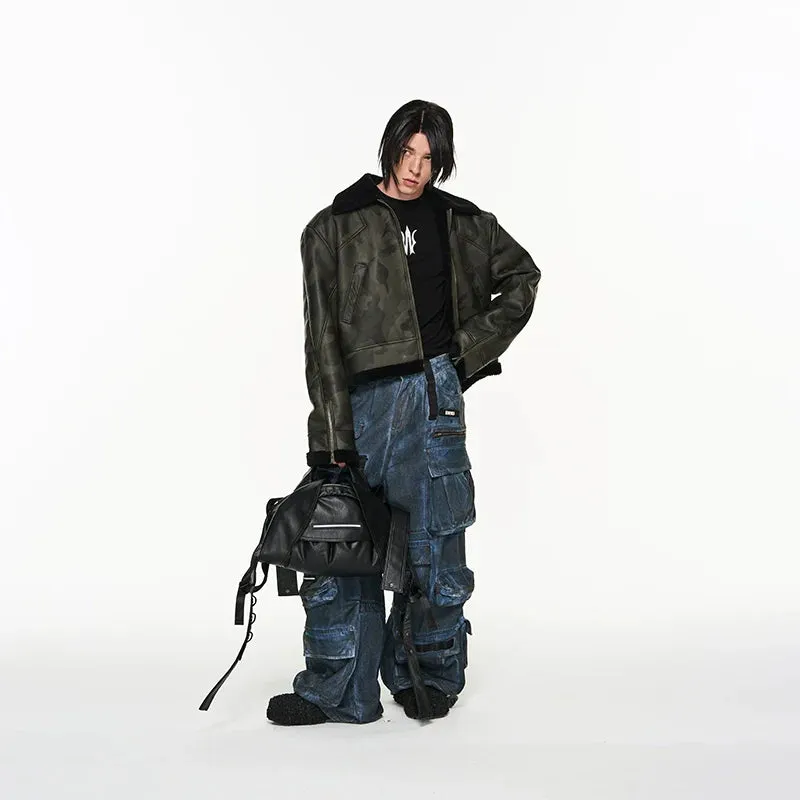 Camouflage Fur Collar Bomber Jacket