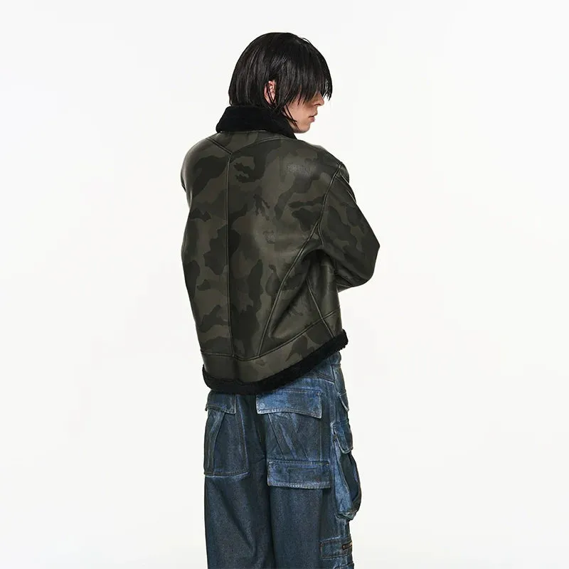 Camouflage Fur Collar Bomber Jacket