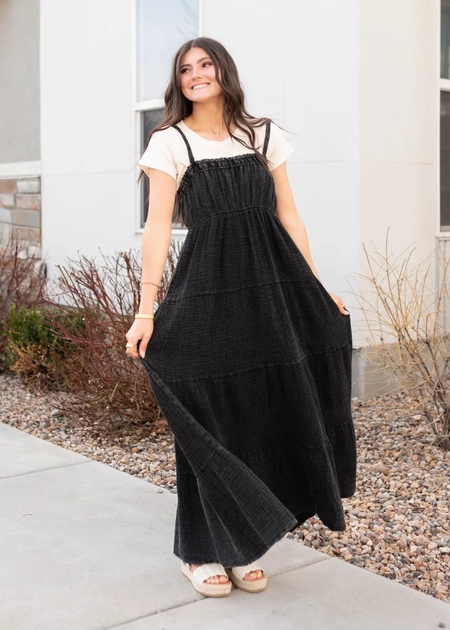 Carissa Black Cotton Overall Dress