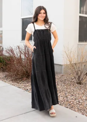 Carissa Black Cotton Overall Dress