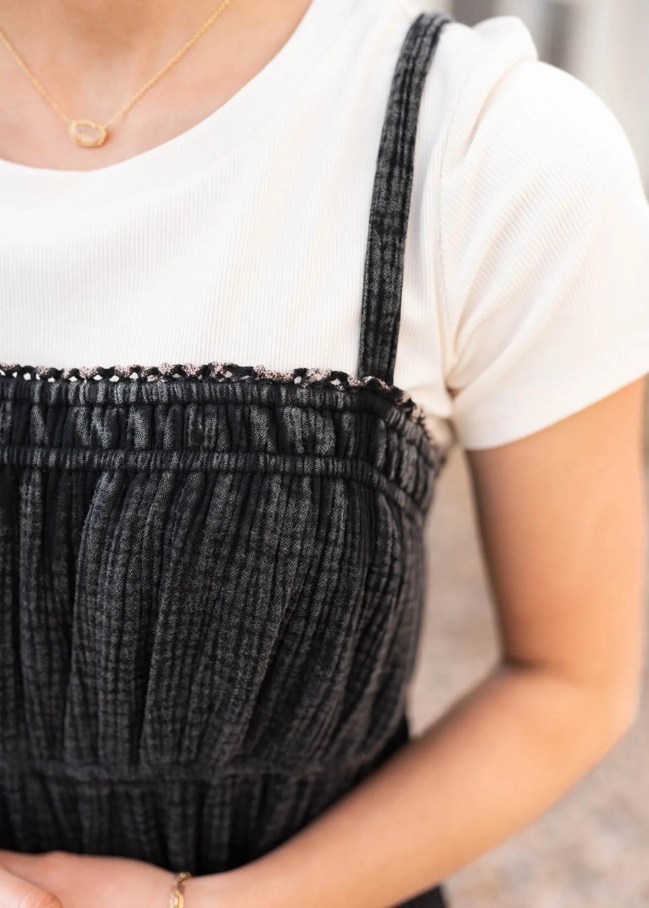 Carissa Black Cotton Overall Dress