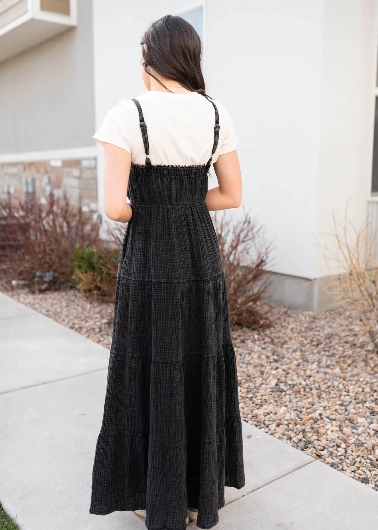 Carissa Black Cotton Overall Dress