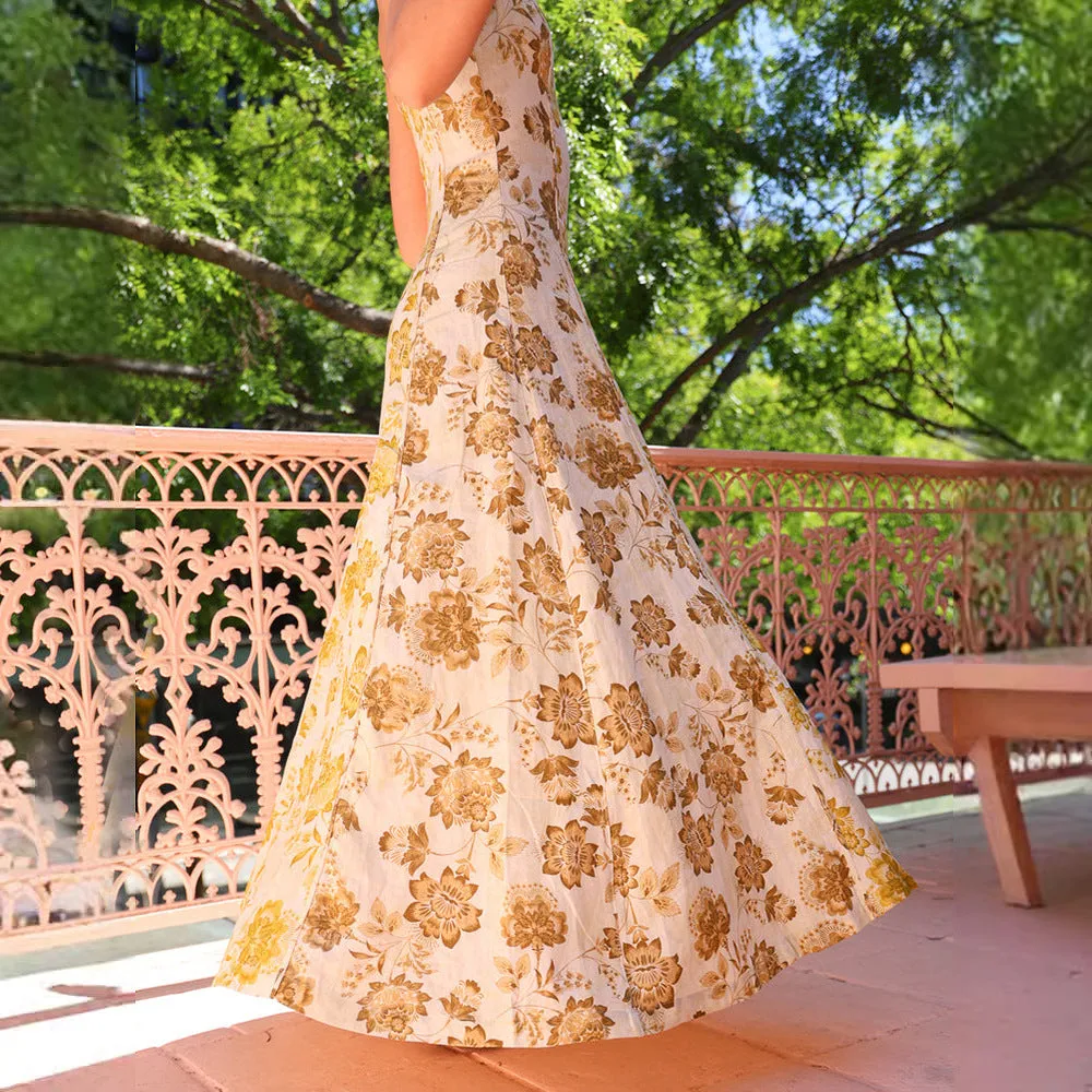 Casual Printed Backless Spaghetti Straps Dress