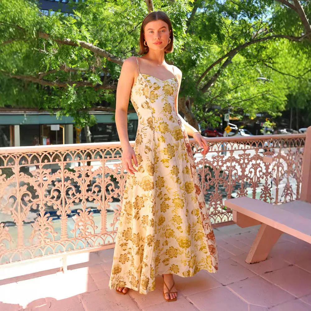 Casual Printed Backless Spaghetti Straps Dress