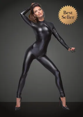 Catsuit with leash and 2-way zipper