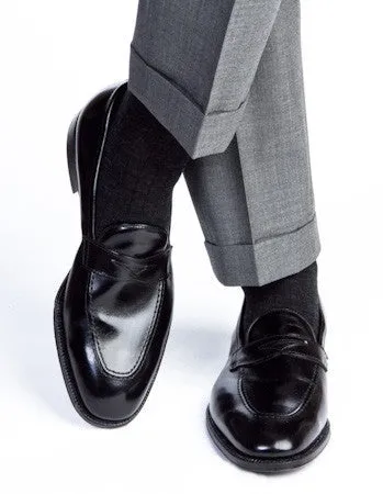 Charcoal Ribbed Fine Merino Wool Linked Toe Mid Calf
