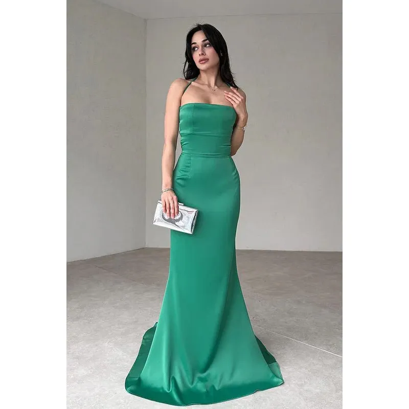 Chic & Modern Off-Shoulder Mermaid Sleeveless Criss-Cross Straps Holiday Party Prom Dress