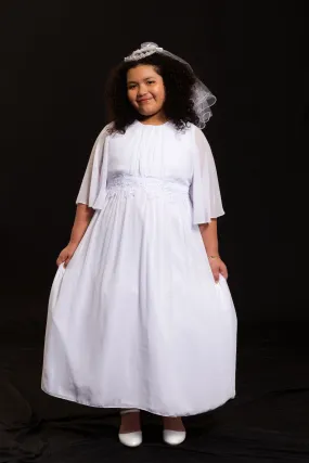 Chiffon Butterfly Sleeve Long Girls Plus Size Dress