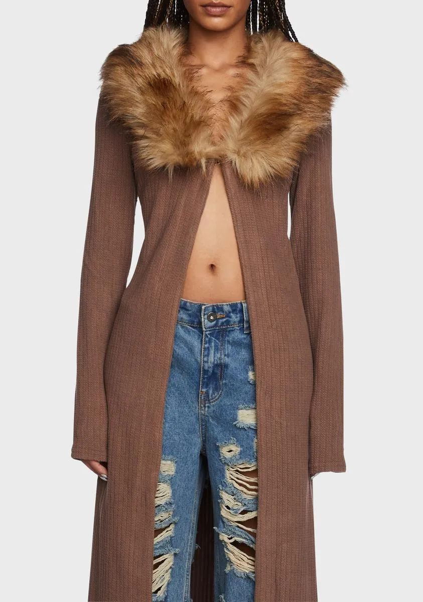 Chocolate Fall Into You Maxi Cardigan