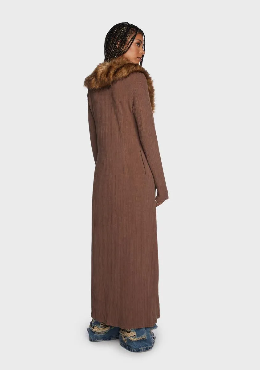 Chocolate Fall Into You Maxi Cardigan