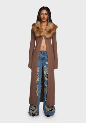Chocolate Fall Into You Maxi Cardigan