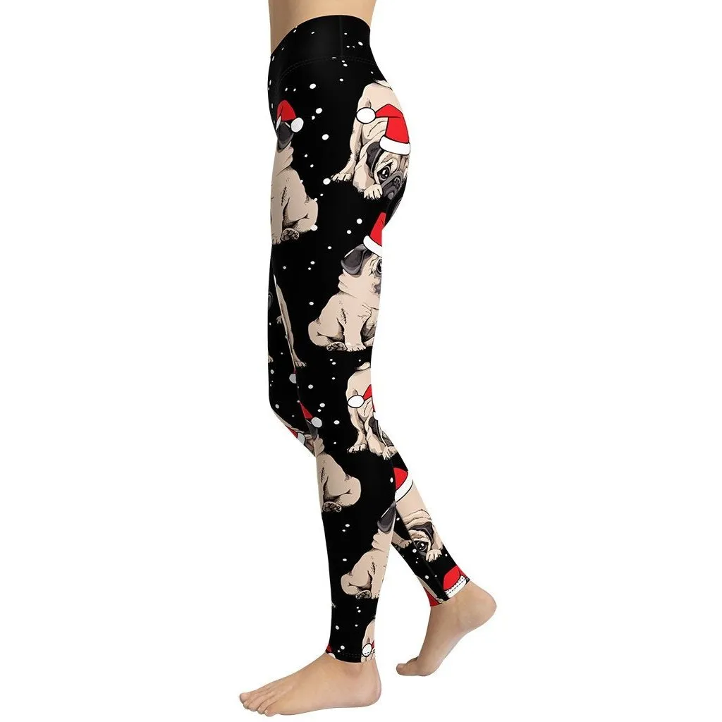 Christmas Pugs Yoga Leggings