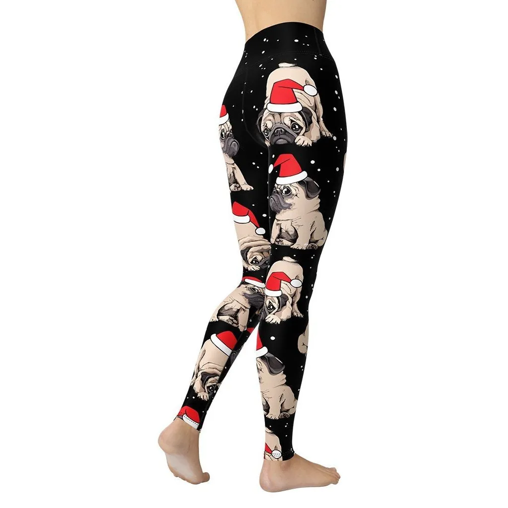 Christmas Pugs Yoga Leggings