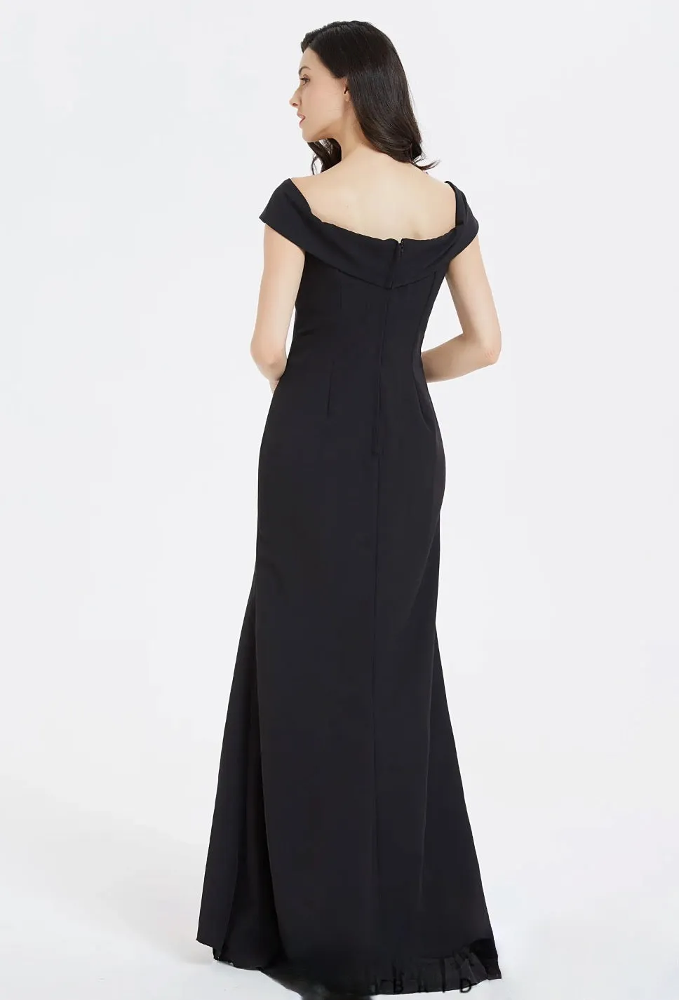 Classic Off The Shoulder Split Long Bridesmaid Dress