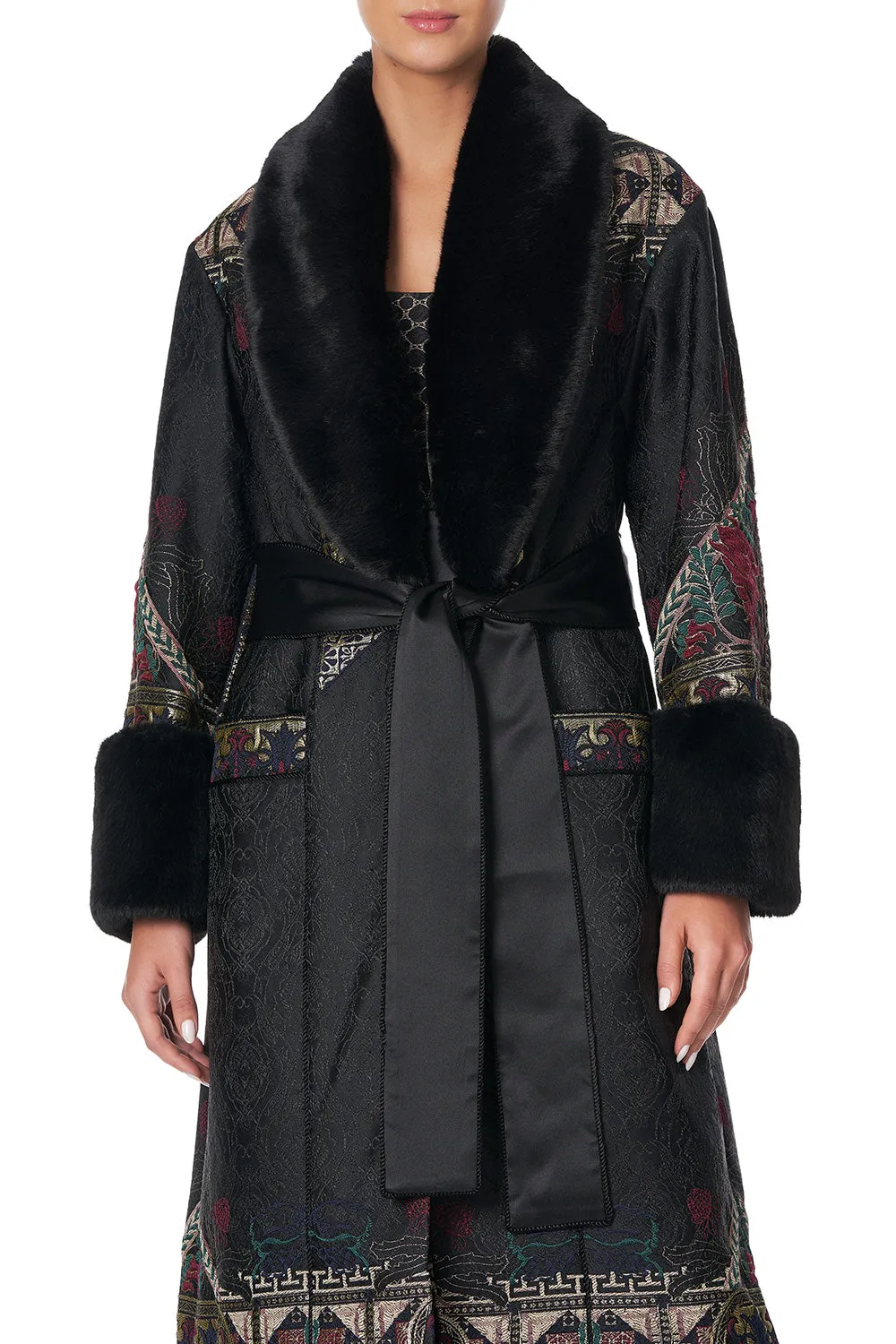 COAT WITH FAUX FUR CUFF AND COLLAR BOTANICAL CHRONICLES