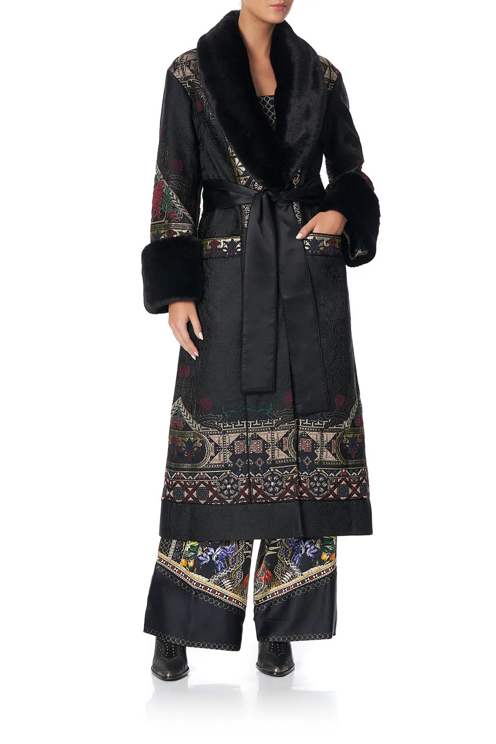 COAT WITH FAUX FUR CUFF AND COLLAR BOTANICAL CHRONICLES