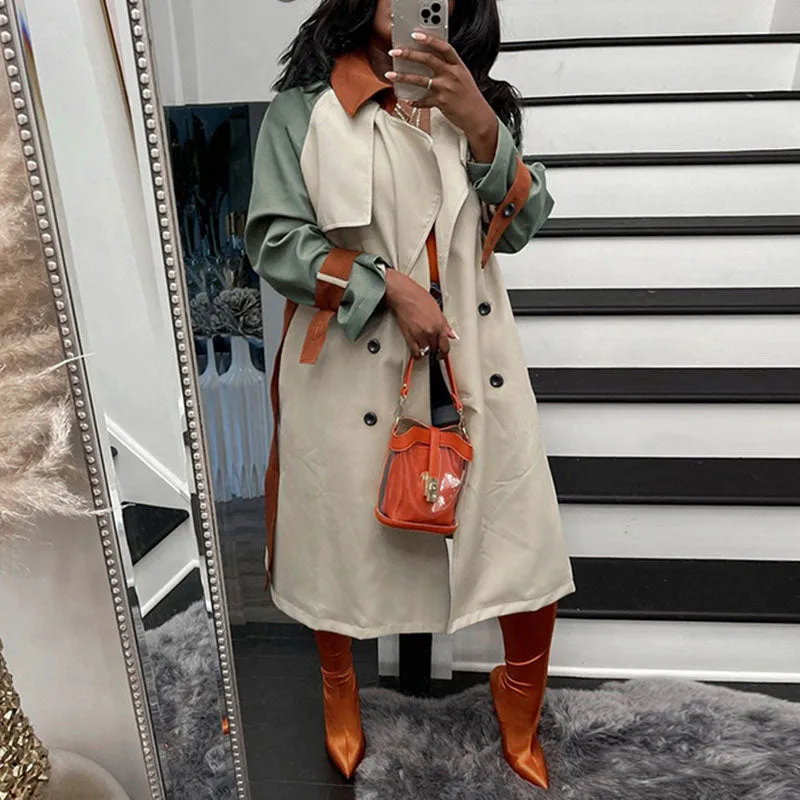 Color Block Button Down Long Coat