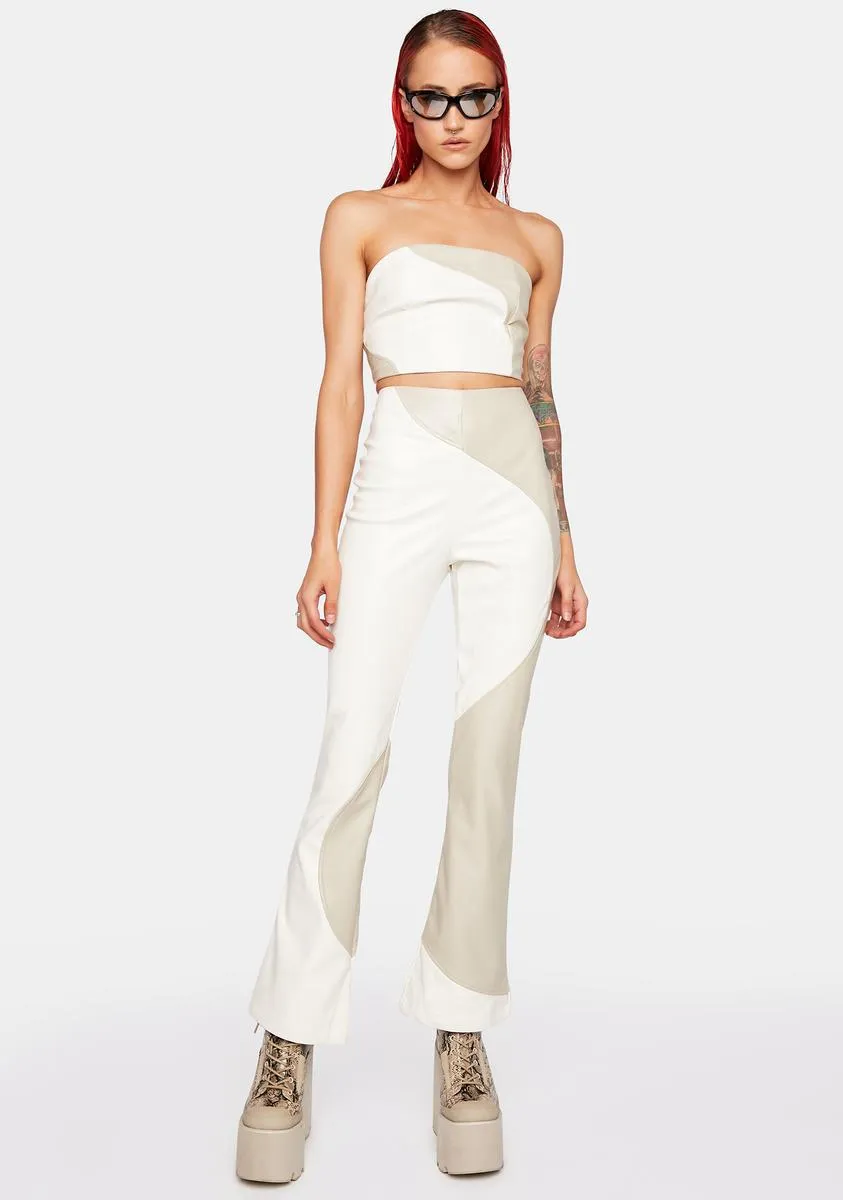 Color Block Vegan Leather Pants