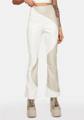 Color Block Vegan Leather Pants