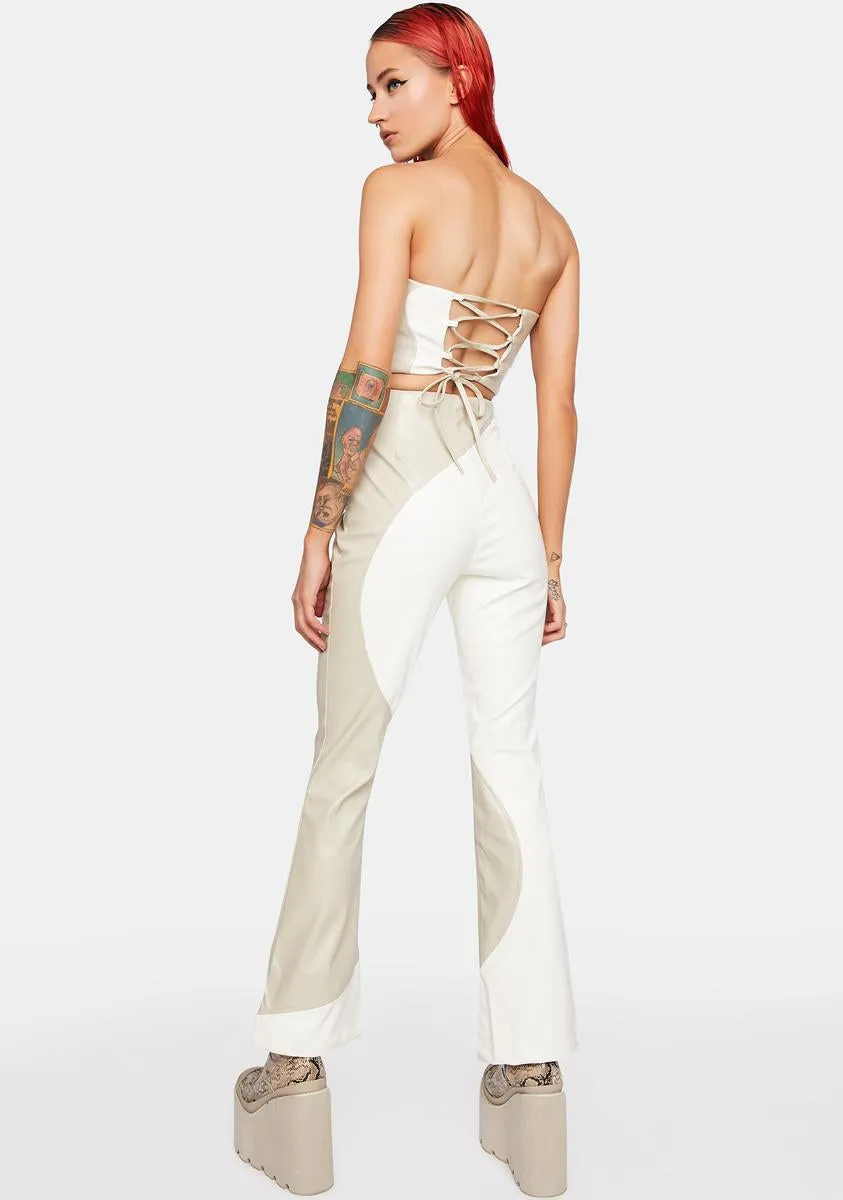 Color Block Vegan Leather Pants