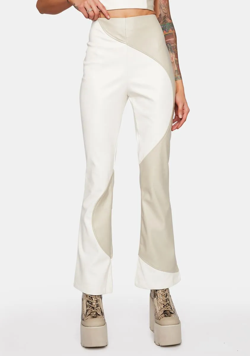 Color Block Vegan Leather Pants