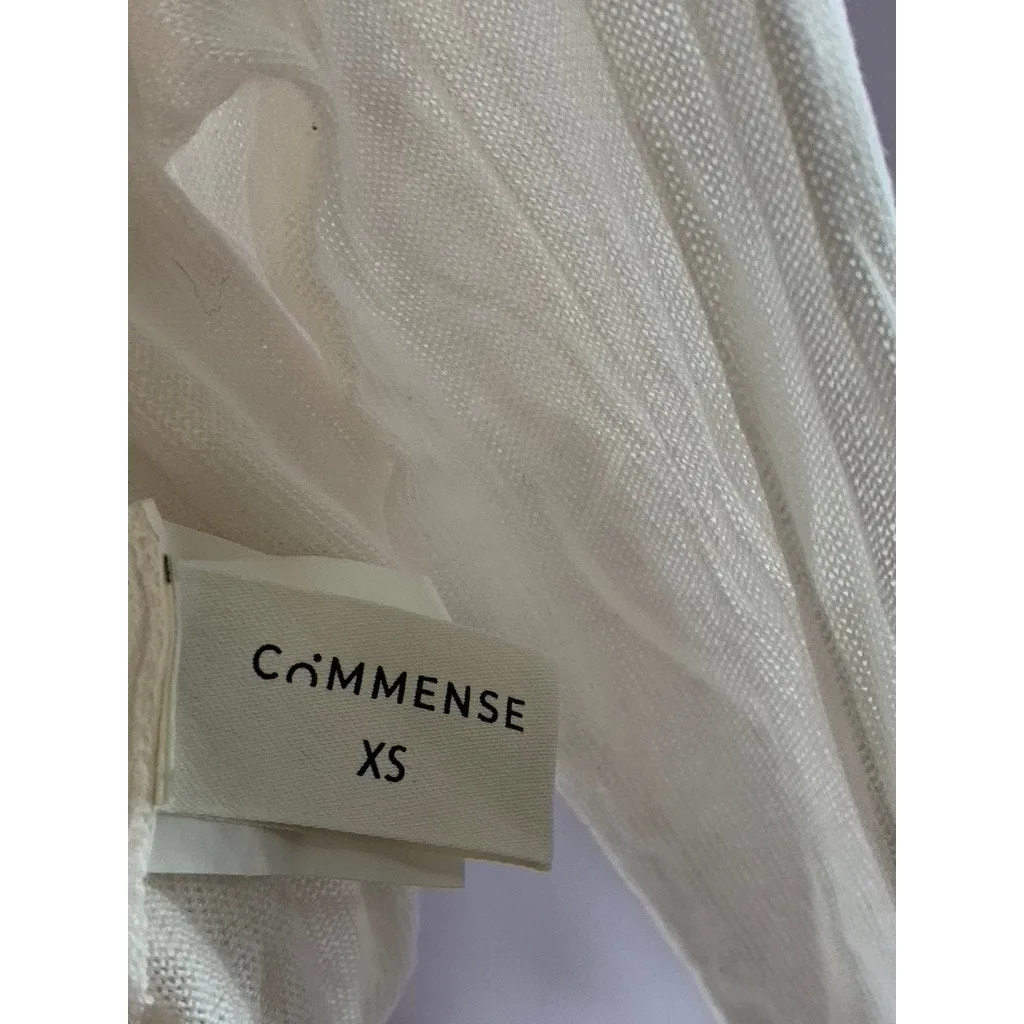 COMMENSE Women's Cream Twist Front Cover-Up Long Sleeve Knit Crop Top SZ XS