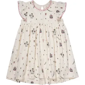 Copenhagen Colors Cream Tivoli Print Printed Dress W. Ruffle Sleeves