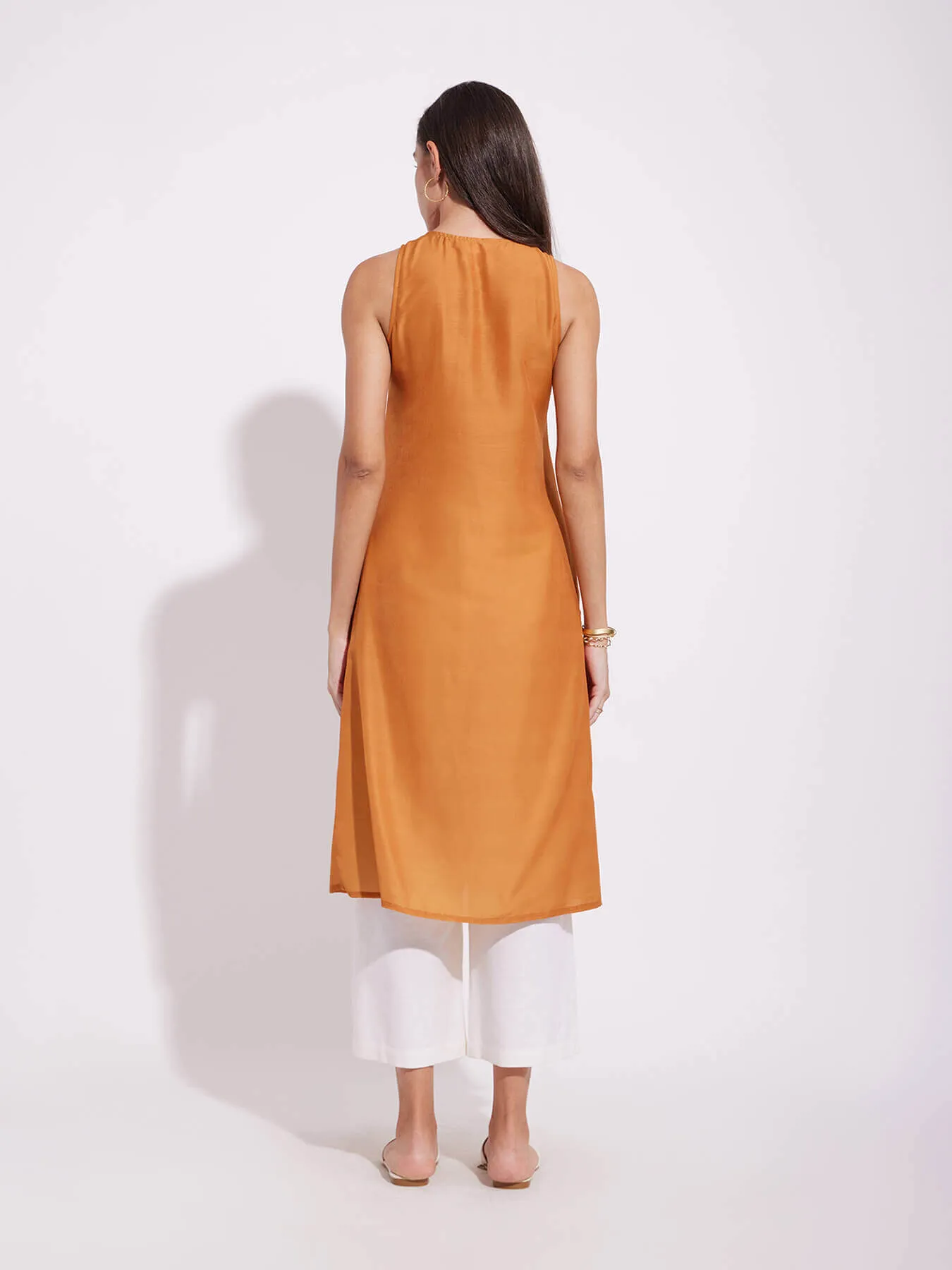 Cotton Floral A-Line Kurta Set - Mustard