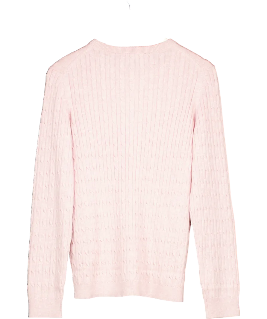 Crew Clothing Pink Heritage Cable Knit Cotton Cashmere Crew Neck Jumper UK 12