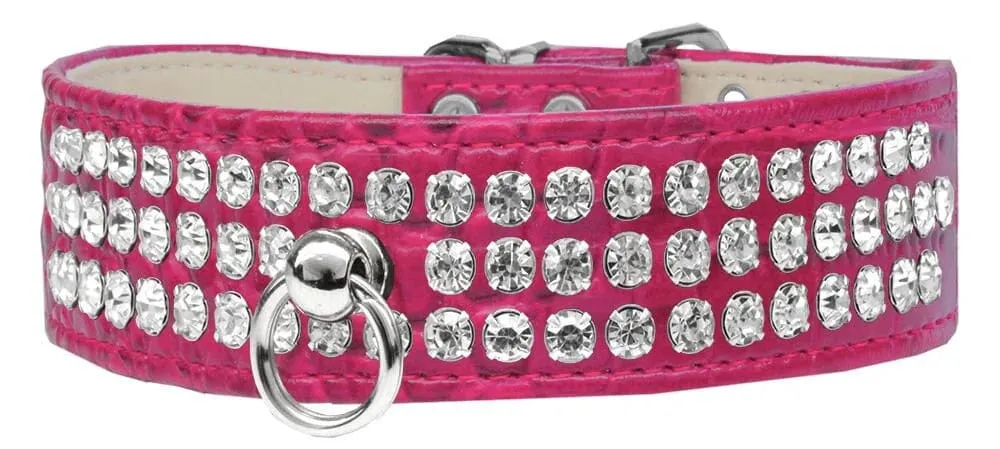 Crockodile Textured Rhinestone Collar -1 inch wide