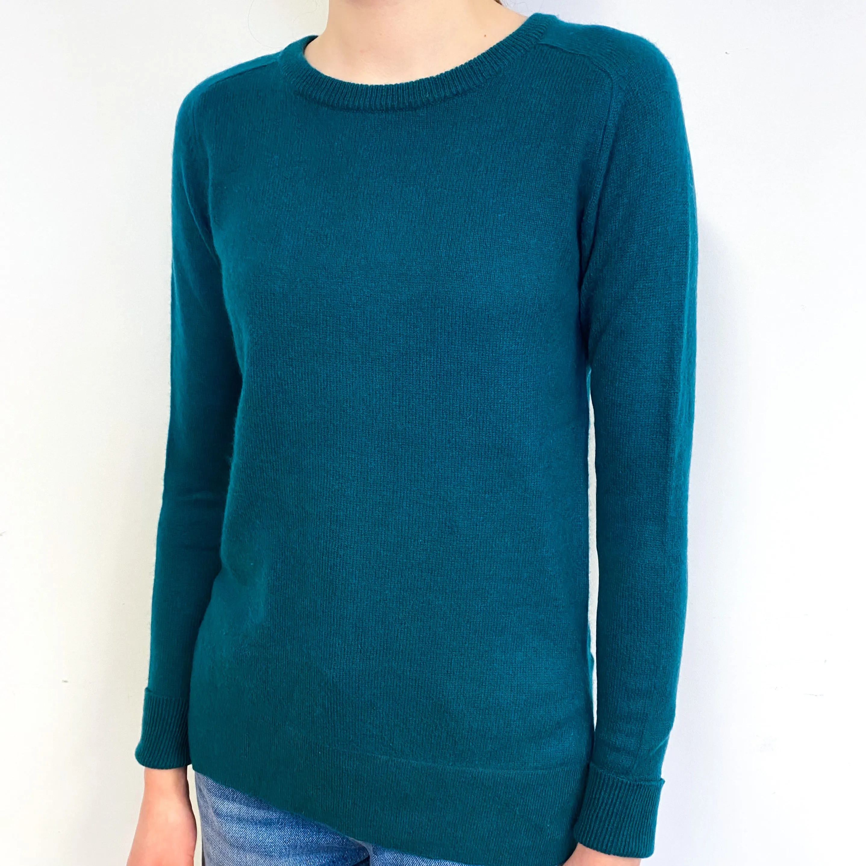 Deep Green Cashmere Crew Neck Jumper Extra Small