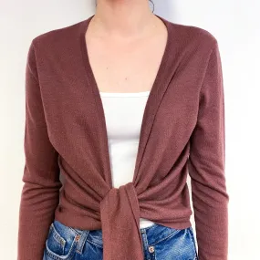 Deep Heather Pink Cashmere Tie Front Cardigan Extra Small