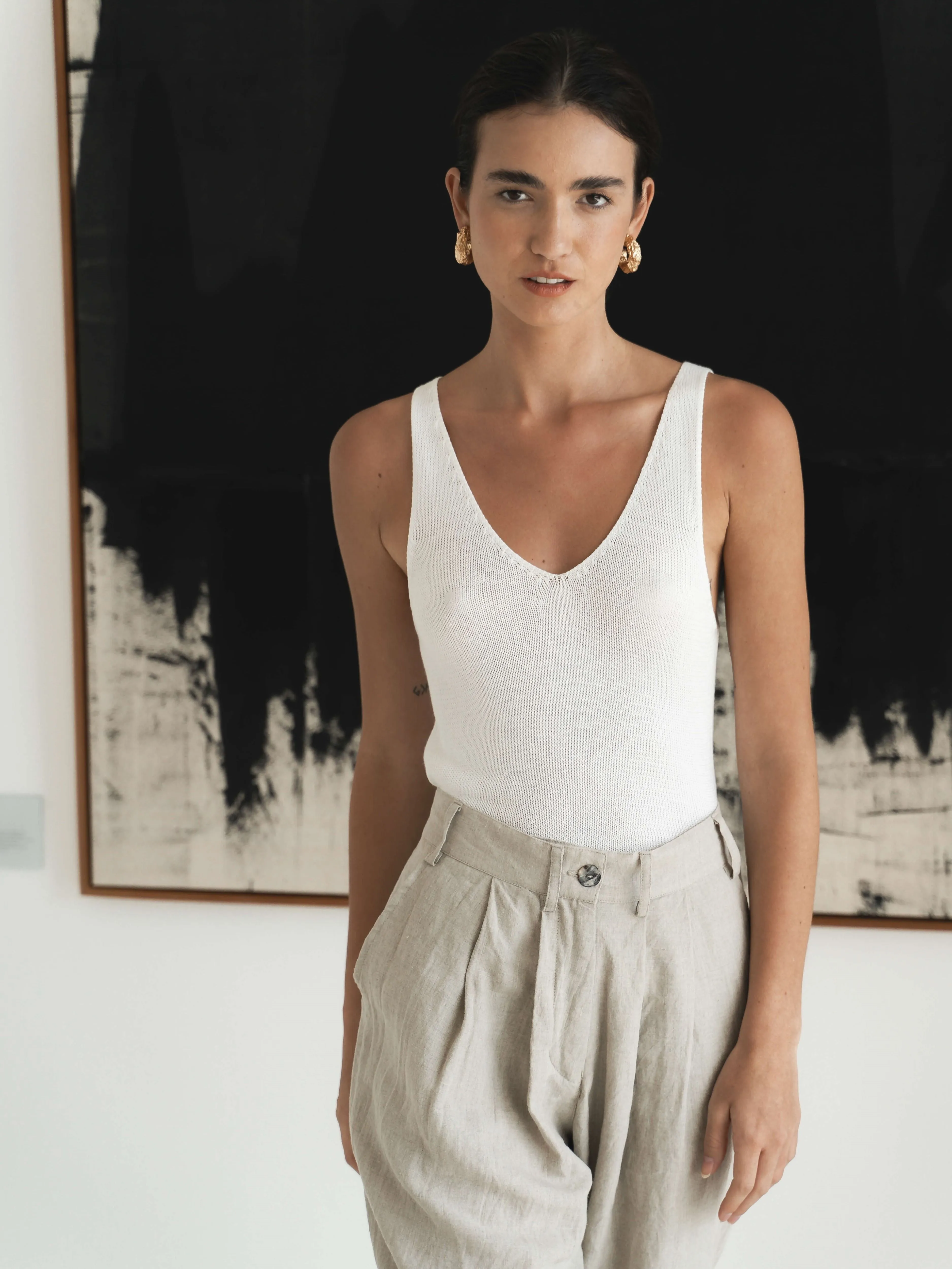Deep V Tank Knit