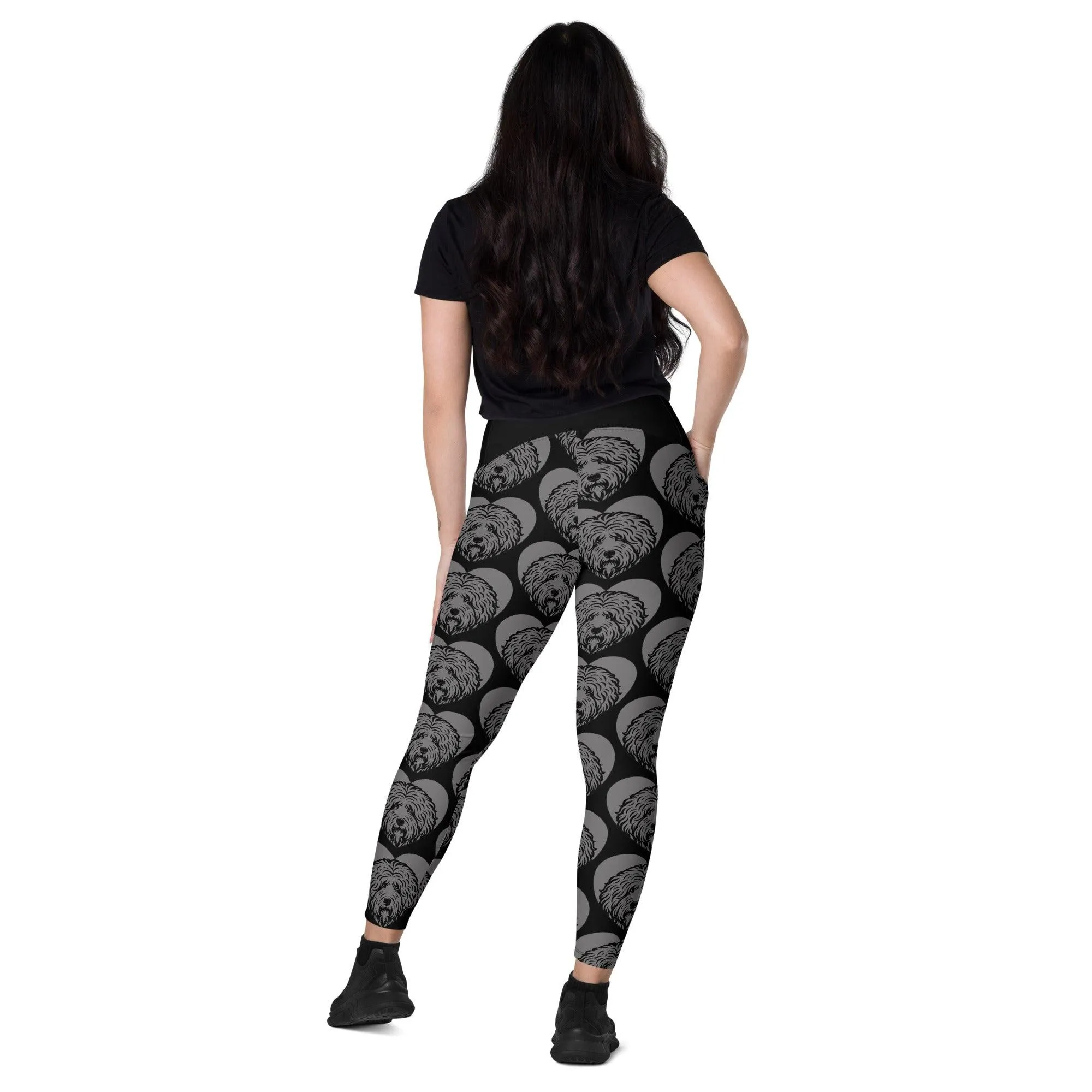 DOG BREED LEGGINGS with pockets - OLD ENGLISH SHEEPDOG - HERTTAHOUND - grey