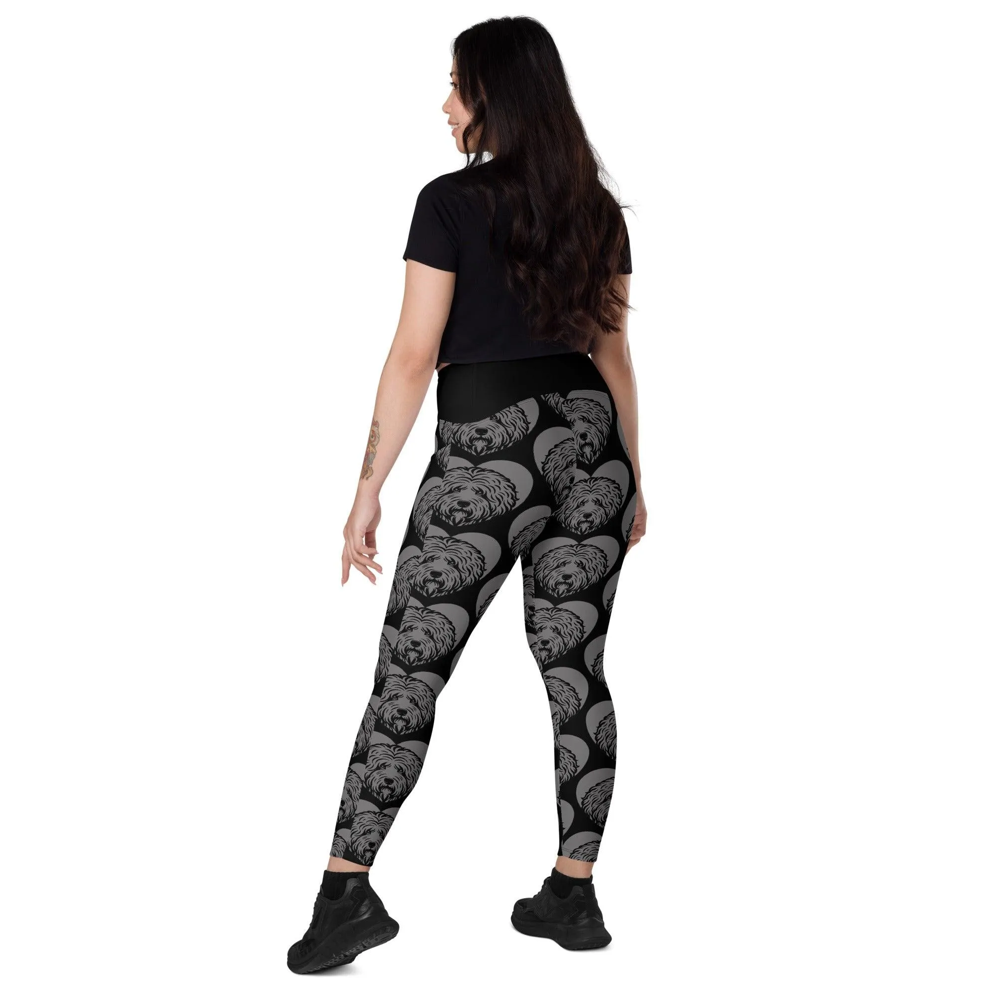 DOG BREED LEGGINGS with pockets - OLD ENGLISH SHEEPDOG - HERTTAHOUND - grey