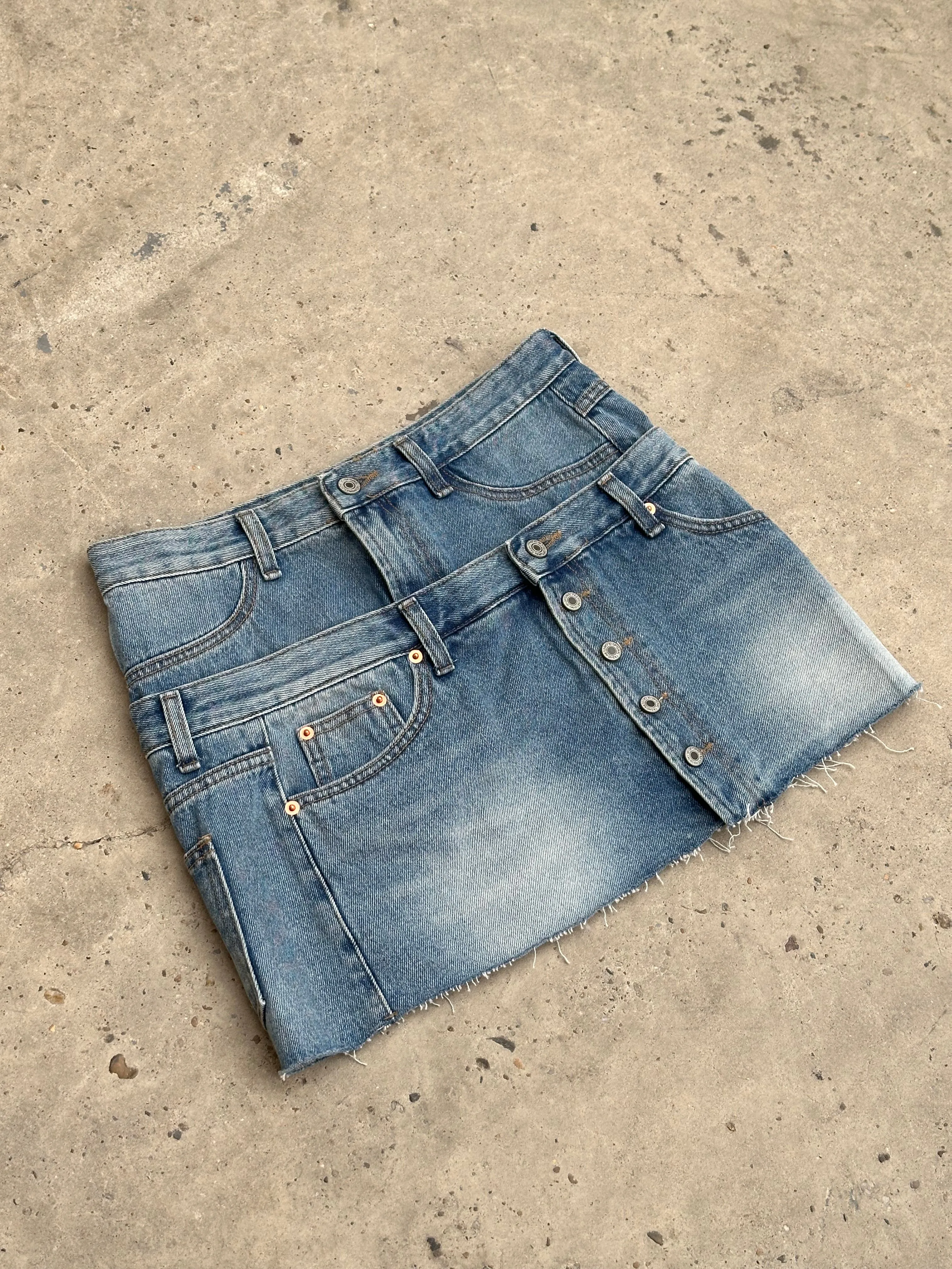Double Layered Denim Mini Skirt