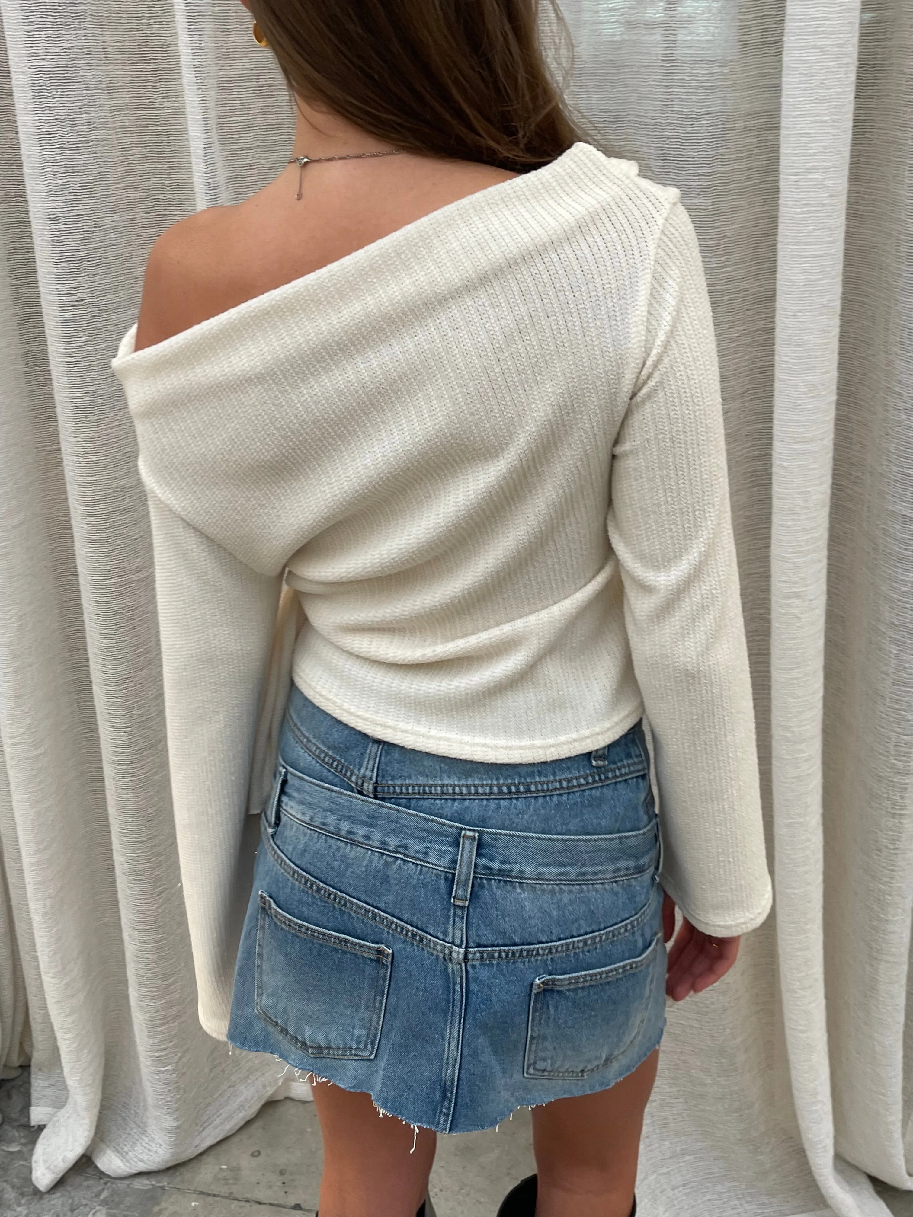 Double Layered Denim Mini Skirt
