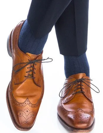 Dress Navy Sock Fine Merino Wool Mid-Calf Linked Toe