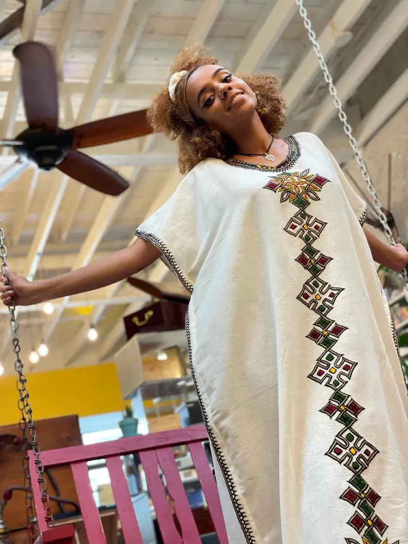 Elegant Ethiopian Coffee Dress with Traditional Charm Simple Coffee Dress Habesha Dress