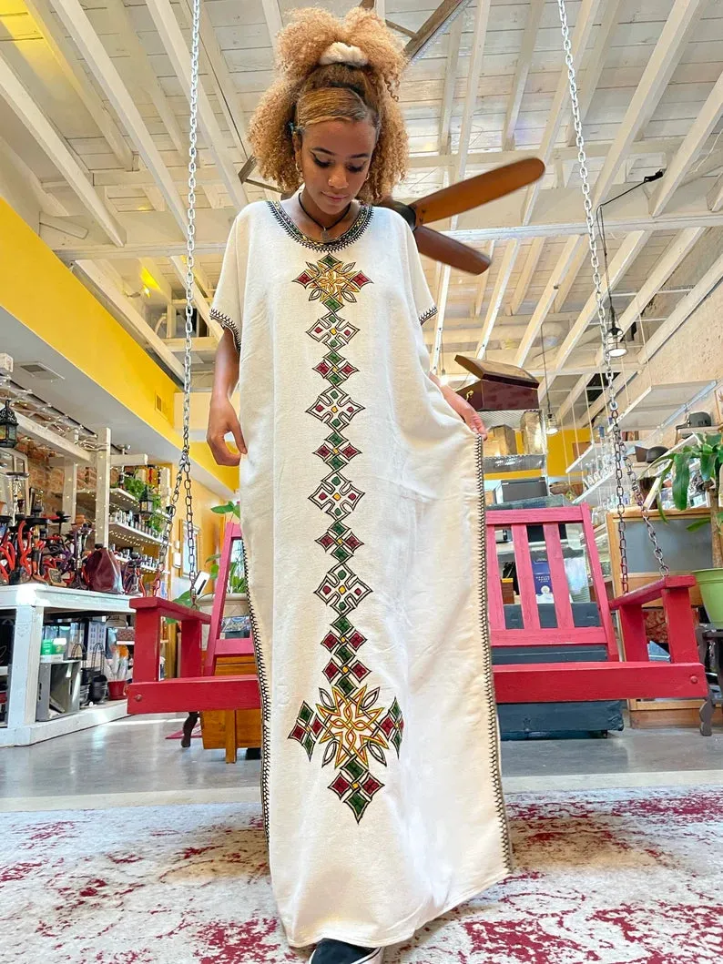 Elegant Ethiopian Coffee Dress with Traditional Charm Simple Coffee Dress Habesha Dress