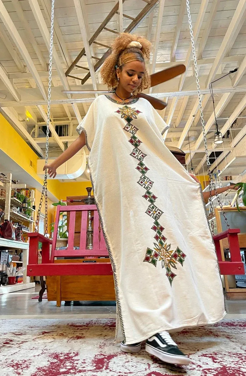 Elegant Ethiopian Coffee Dress with Traditional Charm Simple Coffee Dress Habesha Dress