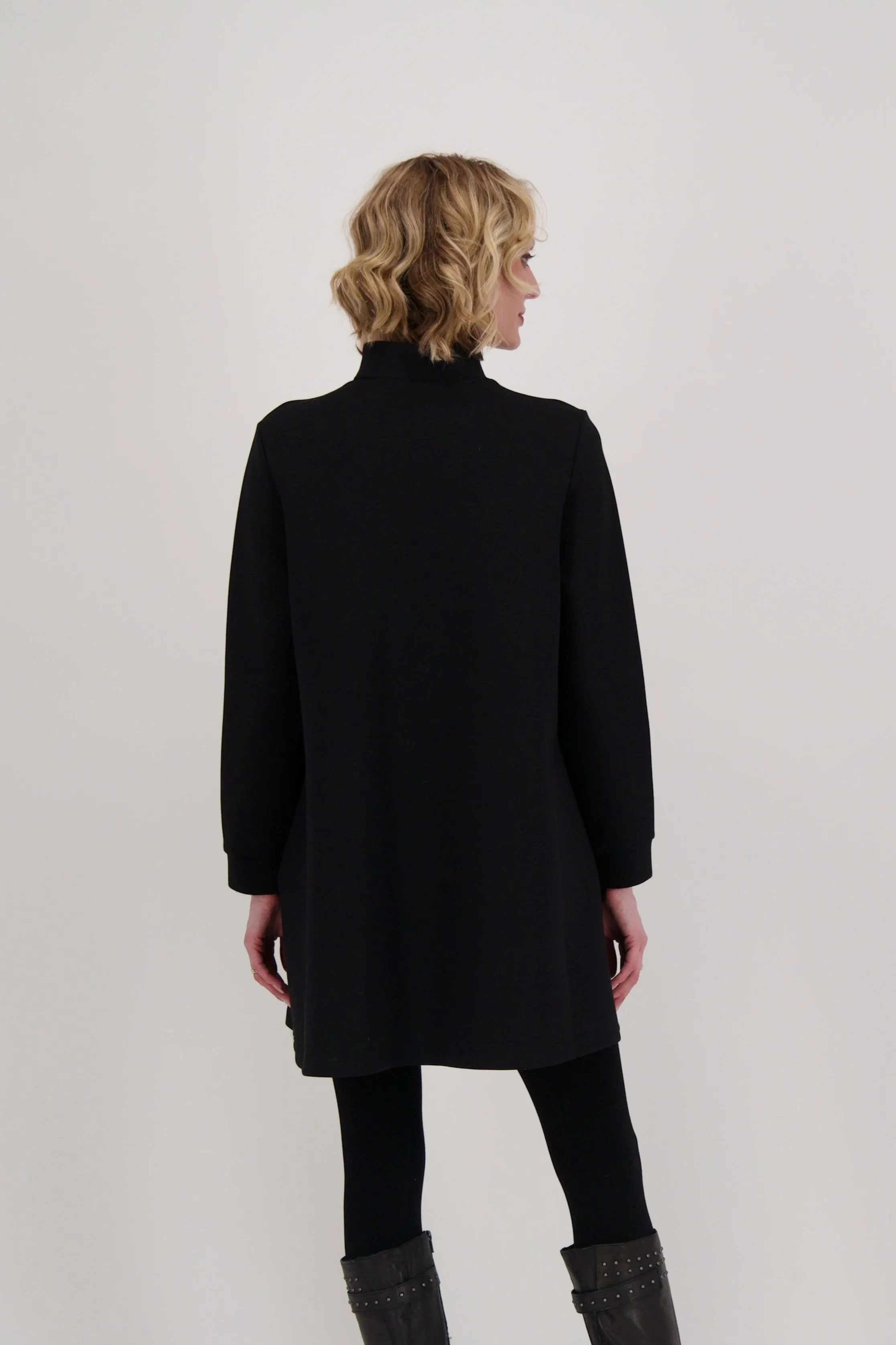 Eyelet Embellished Mock Neck Dress