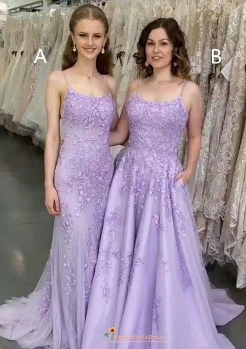 Fit & Flare Lavender Prom Dress With Criss Cross Back Style
