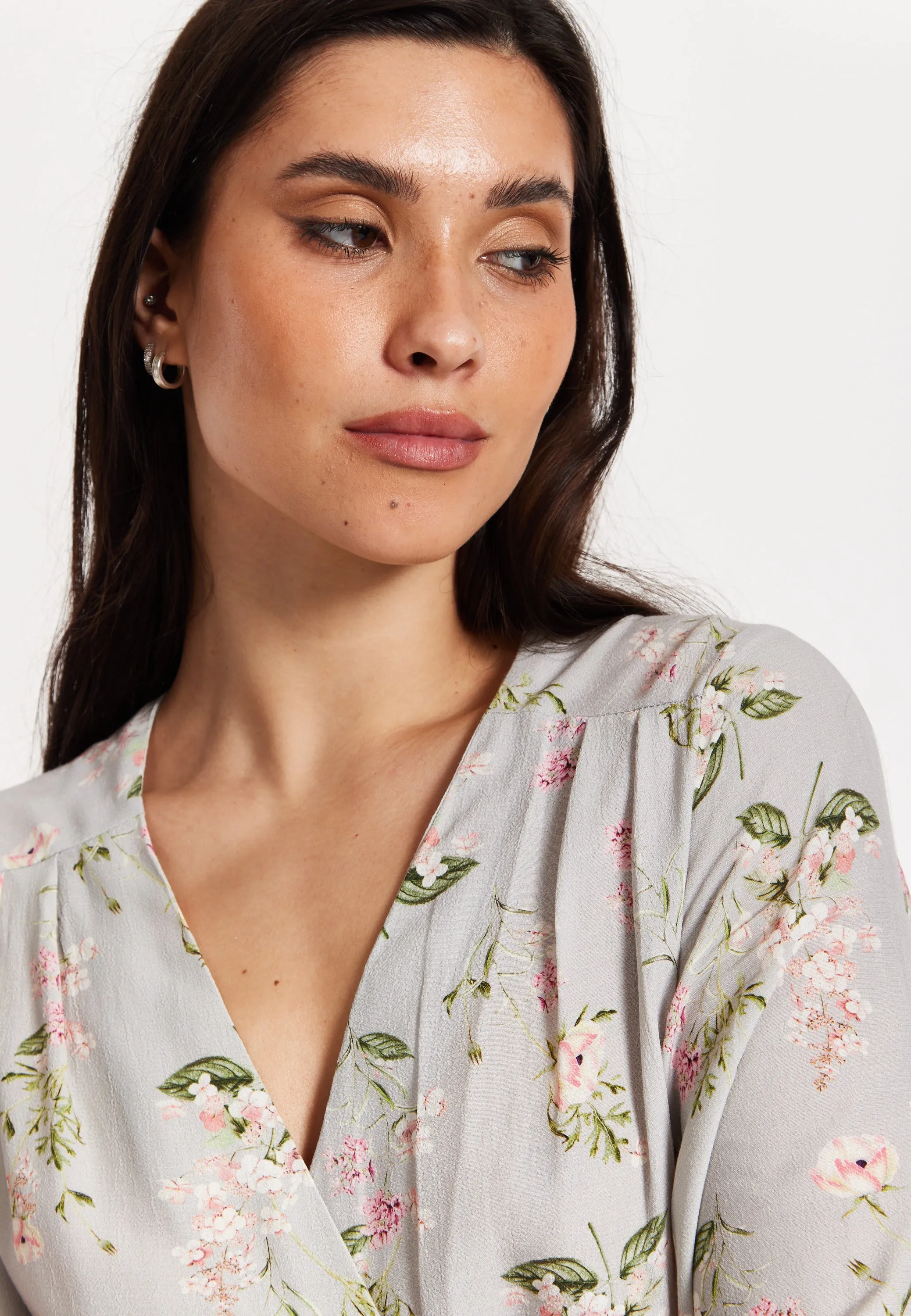 Floral Print Kimono Sleeve Wrap Maxi Dress